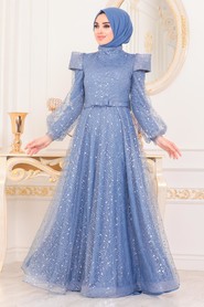 Blue Hijab Evening Dress 41071M - 1