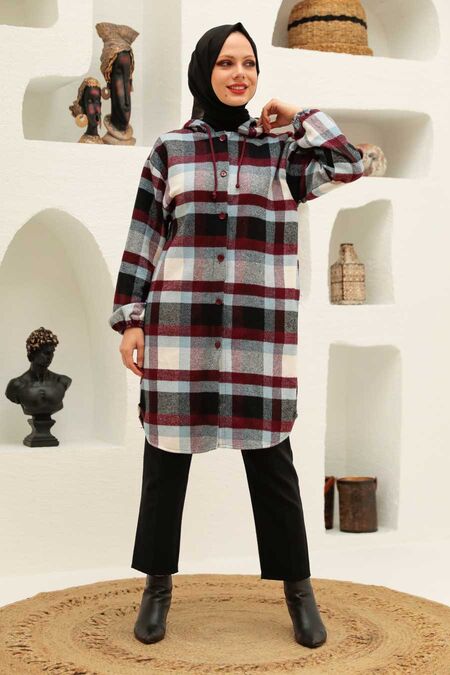 Blue Hijab Coat 5675M - NEVA STYLE