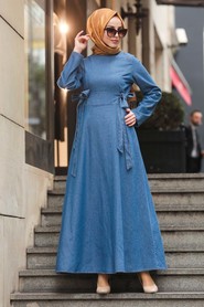 Blue Hijab Denim Dress 43190M - 2