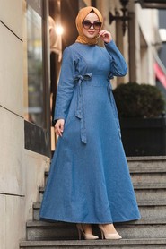 Blue Hijab Denim Dress 43190M - 1