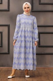 Blue Hijab Dress 10730M - 1