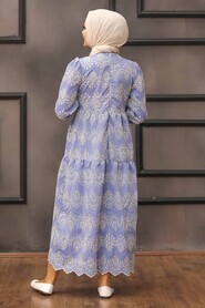 Blue Hijab Dress 10730M - 2