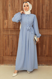 Blue Hijab Dress 13390M - 1
