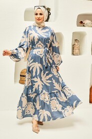 Blue Hijab Dress 15102M - 1