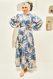 Blue Hijab Dress 15102M - 3