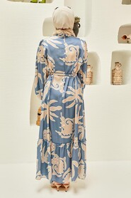 Blue Hijab Dress 15102M - 4