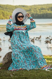 Blue Hijab Dress 19470M - 1