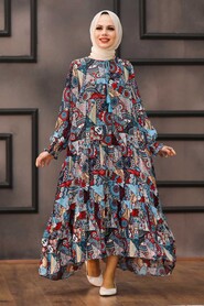Blue Hijab Dress 21751M - 1