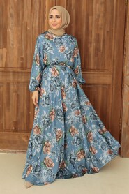 Blue Hijab Dress 22162M - 1