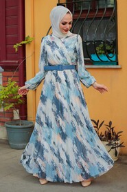 Blue Hijab Dress 2288M - 1