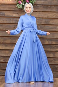  Stylish Blue Muslim Prom Dress 1418M - 1