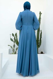  Long Blue Hijab Muslim Evening Dress 22232M - 2