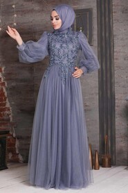 Blue Hijab Evening Dress 4093M - 1
