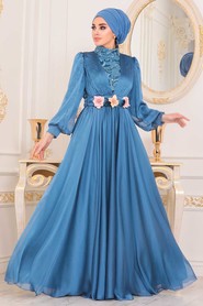 Blue Hijab Evening Dress 41180M - 1