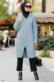 Blue Hijab Knitwear Cardigan 41203M - 1
