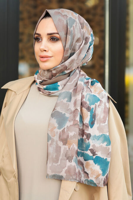 Blue Hijab Shawl 7542M - NEVA STYLE