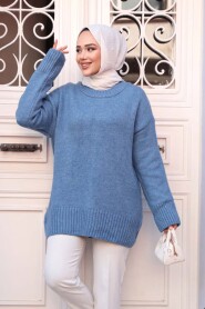 Blue Modest Knit Sweater Tunic 55551M - 2