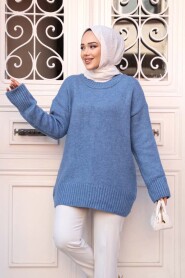 Blue Modest Knit Sweater Tunic 55551M - 3