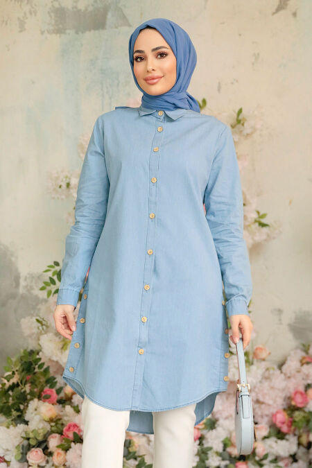 Blue Modest Denim Top 10504m - Neva-style.com