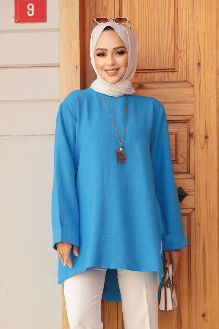 Blue Modest Tunic 40432M - NEVA STYLE
