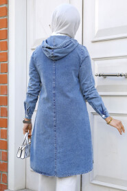 Blue Modest Women Denim Coat 19114M - 4