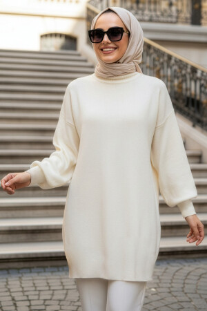 Turtleneck Cream Modest Knit Sweater 10381KR - 1