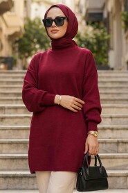 Turtleneck Cherry Modest Knit Sweater 10381VSN - 2