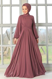 Brown Hijab Evening Dress 54380KH - 1