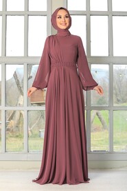 Brown Hijab Evening Dress 54380KH - 2