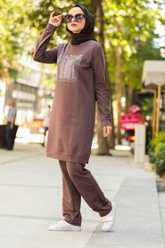 Brown Hijab Casual Suit 8352KH - 1