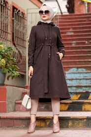 Brown Hijab Coat 5578KH - 4