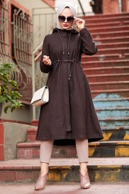 Brown Hijab Coat 5578KH - 3