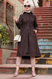 Brown Hijab Coat 5578KH - 2