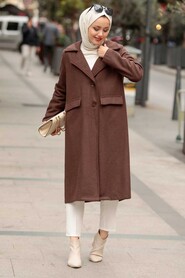 Brown Hijab Coat 56720KH - 1