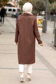 Brown Hijab Coat 56720KH - 2