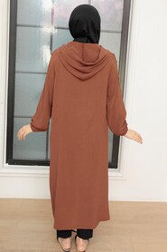 Brown Hijab Coat 6298KH - 2