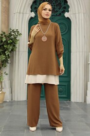 Brown Hijab Double Suit 52251KH - 2