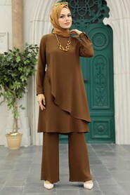 Brown Hijab Double Suit 52301KH - 1