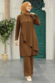 Brown Hijab Double Suit 52301KH - 2