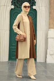 Brown Hijab Double Suit 52331KH - 1