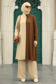 Brown Hijab Double Suit 52331KH - 2