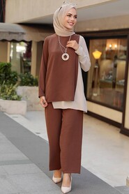 Brown Hijab Double Suit 5235KH - 2