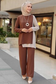 Brown Hijab Double Suit 5235KH - 1