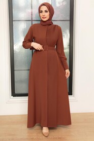 Brown Hijab Dress 10078KH - 2