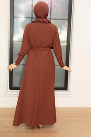 Brown Hijab Dress 10078KH - 3