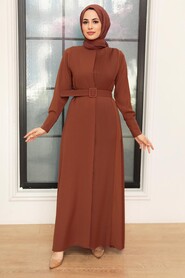 Brown Hijab Dress 10078KH - 1
