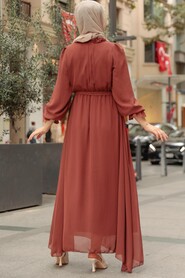 Brown Hijab Dress 10252KH - 4