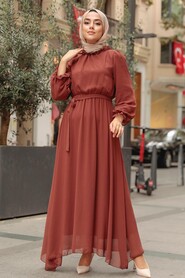 Brown Hijab Dress 10252KH - 3