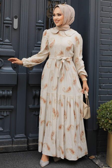 Brown Hijab Dress 10302KH - NEVA STYLE