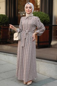 Brown Hijab Dress 10316KH - 3